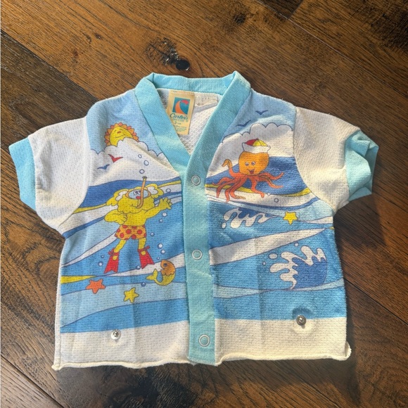 Carter's Other - Vintage‎ Carter’s Terry Shirt 3T Ocean Nautical Print Snap Front